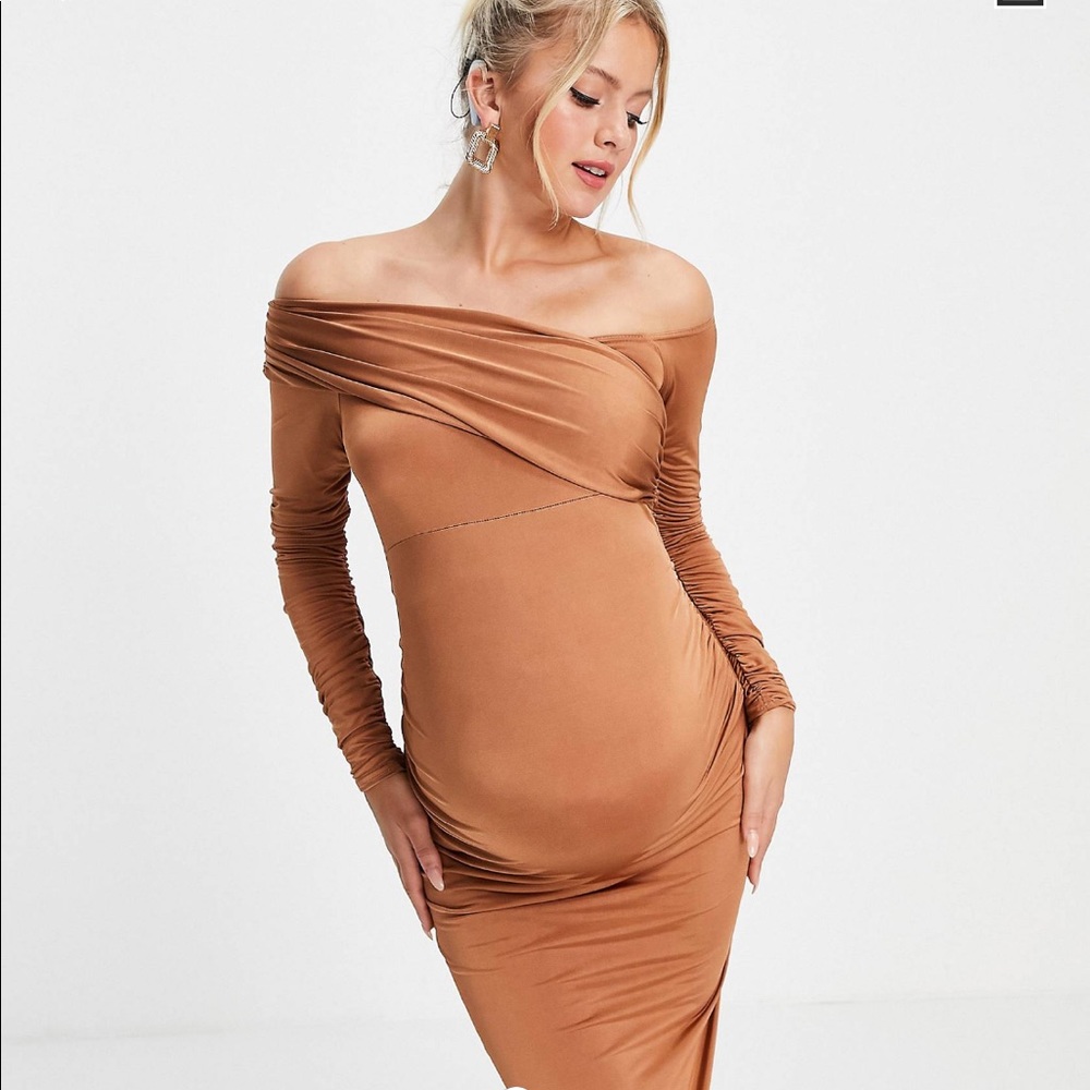 Maternity off-the-shoulder dress
